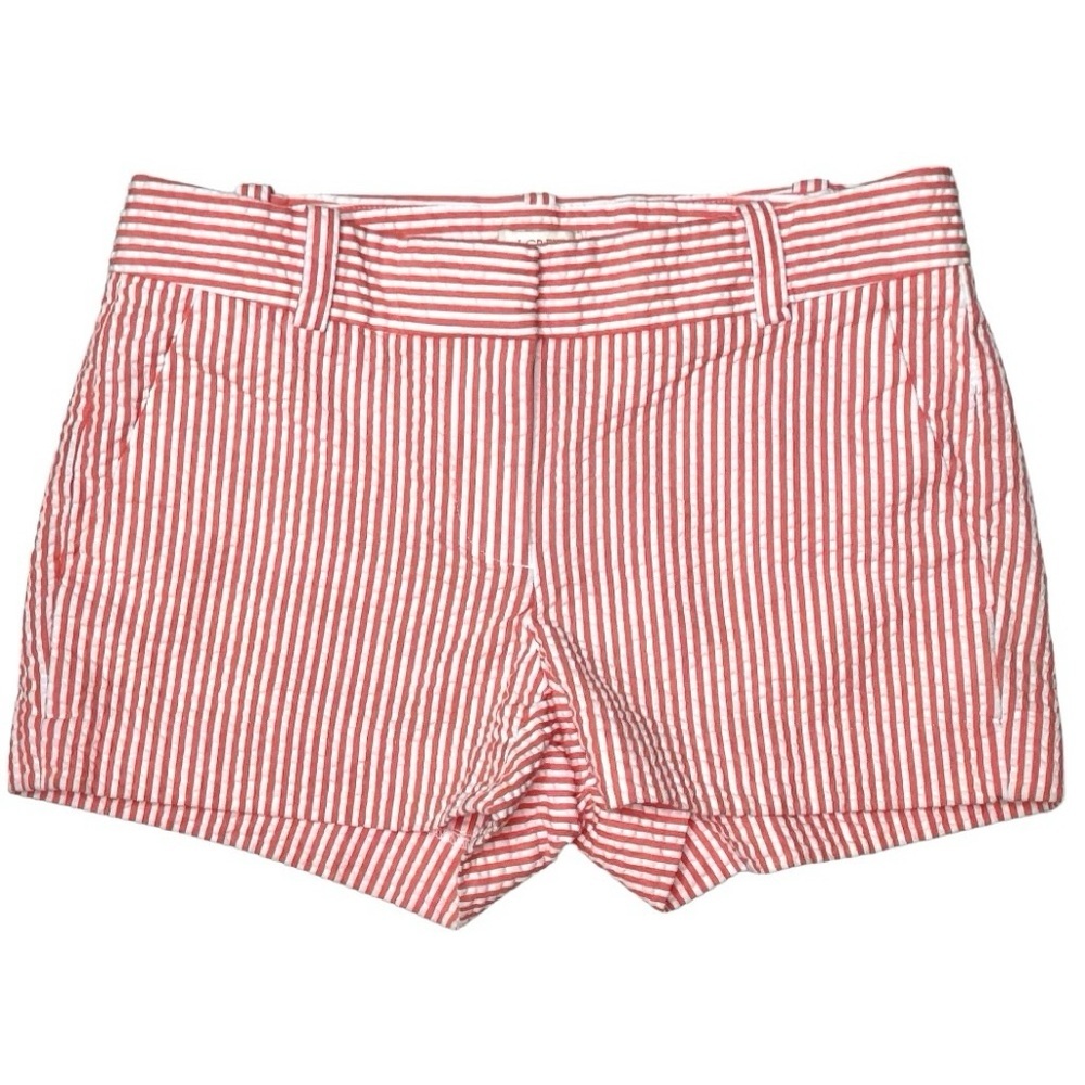J. Crew Coral Seersucker City Fit Vertical Stripe Shorts w/ Pockets Size 00 New